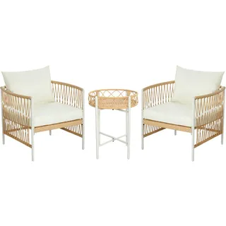 Outsunny 3er Set Rattan Gartenmöbel-Set 3-tlg. Gelb/Creme