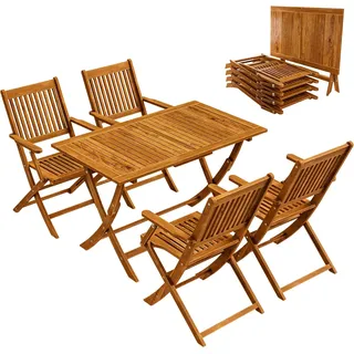 Casaria Gartenmöbel Set 5-tlg Akazie klappbar 4 Pers 120x70cm FSC
