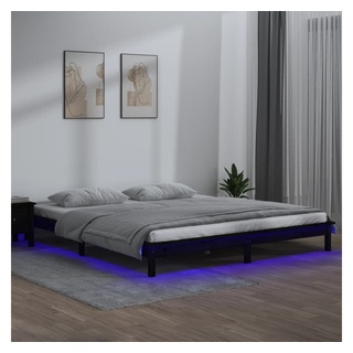 vidaXL Bett Massivholzbett mit LED-Beleuchtung Schwarz 200x200 cm schwarz 200 cm x 200 cm