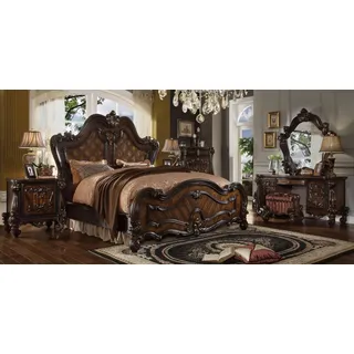 Xlmoebel Schlafzimmer-Set Barockes Schlafzimmermöbel-Set in edlem Design mit Schminktisch, (5-tlg., Bett + 2x Nachttische + Schminktisch + Spiegel), Hergestellt in Europa braun