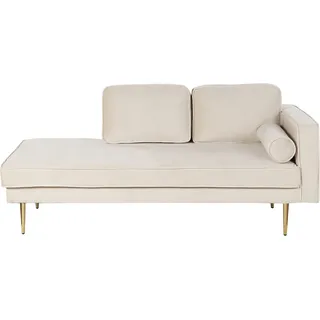 Beliani Chaiselongue Samt rechtsseitig 1-Sitzer Beige