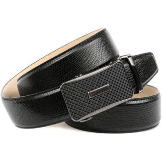 Ledergürtel ANTHONI CROWN, Damen, Gr. 110, schwarz, Leder, unifarben, Gürtel, in Waran-Prägung mit Schließe in Karbon-Design