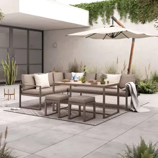 Ambia Garden Dining-Loungeset, Braun, Metall, Kunststoff, einzeln stellbar, 240.5x176 cm, Loungemöbel, Gartenlounge-Sets