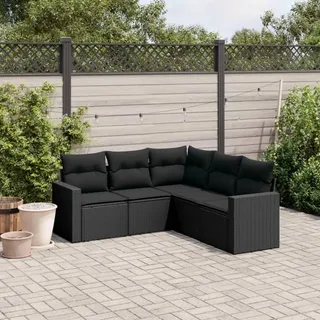 Festnight Gartenlounge mit Stauraum Rattan Sofa Balkon Garten Lounge Outdoor Ecklounge Sitzecke Klein Loungemöbel Gartensofa Ecksofa Rattansofa Couch
