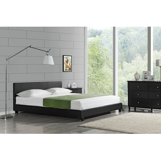 Corium Polsterbett, Doppelbett mit Lattenrost 160x200cm in schwarz Kunstleder schwarz