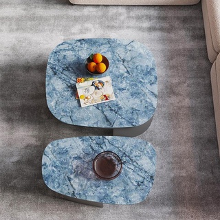 JVmoebel Couchtisch Couchtisch Tisch Leder Stein Beistell Luxus Tische Grau Wohnzimmer blau