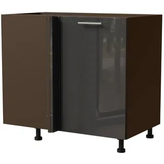 Feldmann-Wohnen Eckschrank Essen (D13U/90, 1-türig, 1 Einlegeboden, 1-St., moderne Optik, lackierte Fronten) 90x50x82cm lava - graphit Hochglanz (ES-D13U) grau