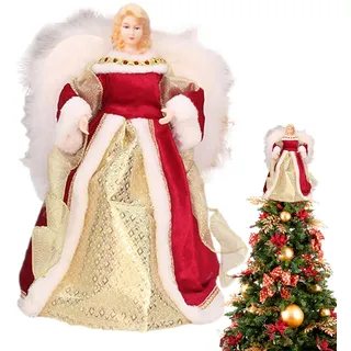 Engel Weihnachtsbaumspitze Weihnachtsengel Baumspitze Engel Figur Weihnachtsbaum Spitze Figuren Engel Christbaumspitze Weihnachtsdeko Engel Mit Flügeln Christbaumspitze Weihnachtsbaum Ornamente (Rot)
