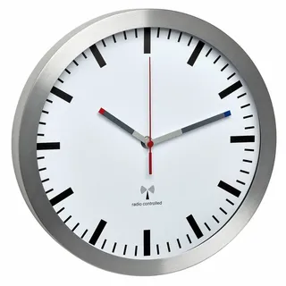 TFA Funk-Wanduhr 60.3528.02 silber/weiß