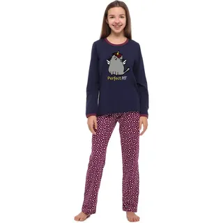 Merry Style Schlafanzug Mädchen Zweiteiliger Schlafanzug Pyjama Lang Winter MS10-192 blau 176