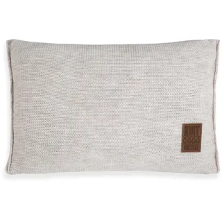 KNIT FACTORY - Uni Zierkissen - Rechteckige Sofa Kissen - Beige - Gestrickter Dekokissen - Couchkissen - 60x40 cm - Kissenbezug mit Füllung und Bezug