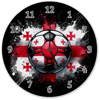 speecheese Wanduhr Fußball Georgien Flagge Wanduhr aus Alu 28 cm