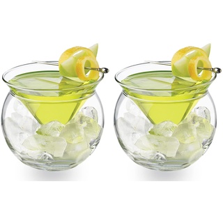 BELUAPI Martini-Gläser ohne Stiel, mit Kühler, Martini-Glas, universal, für Martini, Wein, Likör, Cocktail-Kühler, Glaskaviar-Kühler, kristallklare Cocktailgläser für Bar, Party, Hochzeit, 2 Stück