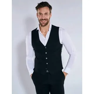 emilio adani Herren Anzug-Weste slim fit Schwarz uni - 48
