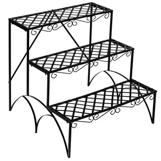 Tectake Blumentreppe Michelle 60 x 60 x 60 cm Schwarz