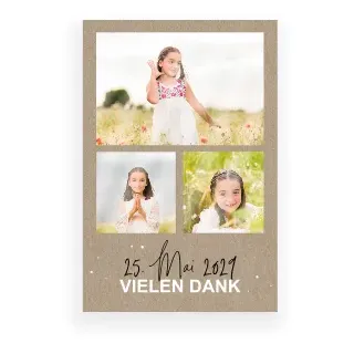 Dankeskarte Kommunion: Fotoreiche Kommunion mit Fotos in Kraft Look