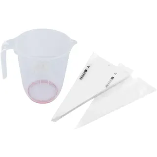 Fackelmann FM Professional Konditorei-Spritzbeutel Durchsichtig Konditorei-Spritzbeutel Messbecher 1 Liter | Präzises Dekor, 100 Stück, Format 50 cm, transparenter Kunststoff, Messbecher 1 Liter