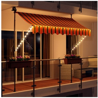 Swing&Harmonie Klemmmarkise LED - Balkonmarkise mit Kurbel Sonnenschutz Markise Terrasse Balkon 200/250/300/350 cm orange|schwarz 250 cm