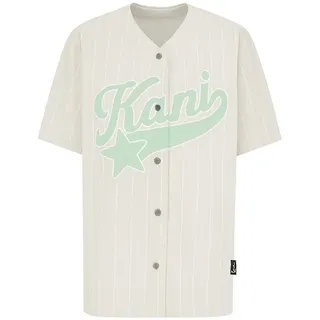Karl Kani Kurzarmhemd Karl Kani Woven Signature Pinstripe Baseballshirt (1-tlg) beige S