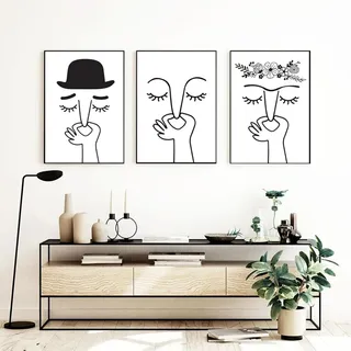 Ueiwffzo 3er Set Bilder Badezimmer, Poster & Kunstdrucke, Schwarz Weiß Bilder Poster Set ohne Rahmen, Stilvolles Exquisites Wandbilder Set für Toilette Badezimmer Deko (30 x 40 cm)