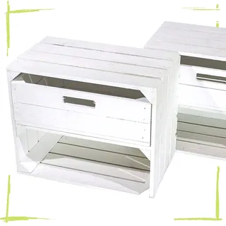 Moooble 2 Neue weiße Wandregale mit Schublade 50cm x 40cm x 30cm Regalkiste Obstkisten Weinkisten Holzkisten Regal universell Vintagemöbel