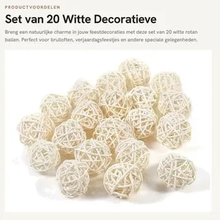 Famanu Dekorative Bälle 20 Stück - Natürliche Rattan Bälle - Hochzeit/Festlichkeiten - Durchmesser 3 cm