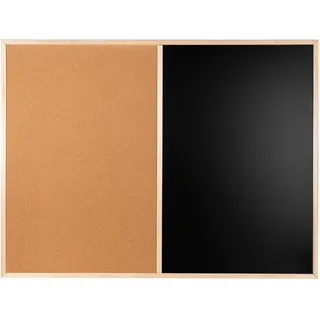 Creative Home 2in1 Kombitafel 120 x 90 cm | Pinnwand Magnettafel Kork & Kreidetafel Magnetisch | Schwarz Tafel mit 5 Stiften & Magneten, Kreide, Schwamm | Küche Korkwand Wandtafel Blackboard Pinwand
