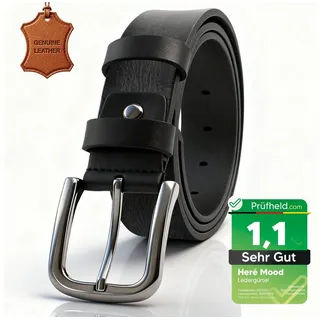 herémood Ledergürtel Gürtel Herren 4cm breit Ledergürtel Jeans Premium Geschenke für Männer (100 % Echtleder Gürtel handgefertigt, hochwertig verarbeitet, kürzbar, 1-St., Schwarz 120 cm – 4 cm breit – echtes, robustes Büffelleder, langlebig) Schwarzer Gürtel Herren – robust & edel, ideales Herrengeschenk schwarz Bundweite: 105 cm – Gesamtlänge: 120 cm