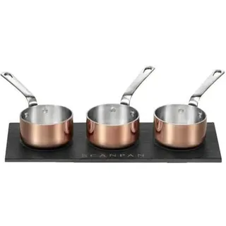 Scanpan 3er-Set Kasserollen Maitre mit Schieferplatte, Pfanne + Kochtopf, Silber, Kupfer