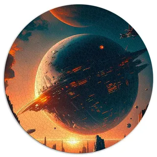 Puzzle für Erwachsene, Alien-Planet-Skyline-Puzzle, 1000 Teile, rundes Puzzle, Stressabbau (67,5 x 67,5), 1000 Teile