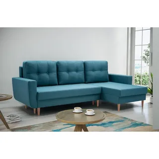 Beautysofa L-Form Ecksofa ONLY im Skandinavisches Stil, Schlafecke mit universelle Ottomane, Ecke mit Relaxfunktion (Stoff: malmo new 85 - hellblau) - Hellblau