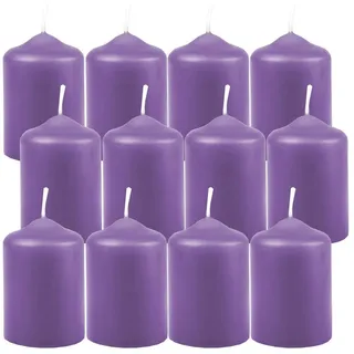 HS Candle Stumpenkerze Dekokerze (12-tlg), Wachskerzen Ø4cm x 6cm Teelicht Durchmesser, viele Farben lila