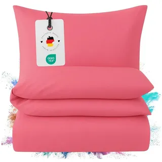 Carpe Sonno Bettwäsche Mako Satin 135 x 200 & 155 x 220 - Baumwolle Reißverschluss Einfarbig, Mako-Satin, 2 teilig, OEKO-TEX Premium Bettbezug 155x220 2 teilig - Pink Uni rosa