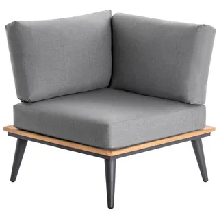 Niehoff Garden Loungeeckteil, Anthrazit, Teak, Holz, Metall, Teakholz, massiv, Füllung: Schaumstoff, 81x80x81 cm, wetterbeständig, erweiterbar, Loungemöbel