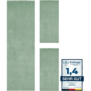 Andiamo Bettumrandung Arezzo, Höhe 16 mm, (1-tlg), Uni Farben, weicher Flor, waschbar, ideal im Wohnzimmer & Schlafzimmer grün