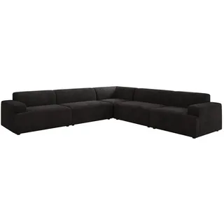 Luxusbetten24 Sofa Designer Sofa Monza Wohnlandschaft L XXL, in Cord schwarz