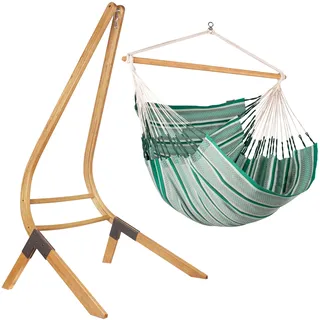 LA SIESTA® Habana Baumwoll Hängesessel & Baum- & Pfosten-Befestigung - Hängesessel für Indoor Outdoor Schlafzimmer, Sitz Hängeschaukel für Garten Balkon, XL Hängesessel - 2 Personen Kingsize, Agave