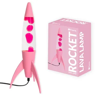Fisura – Rosa Lavalampe „Rocket“, Retro-Dekolampe mit rosafarbener Basis und transparenter Flüssigkeit, inklusive Ersatzlampe, Tischlampe für Zuhause, 20 x 20 x 45 cm