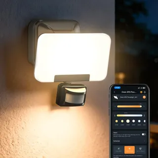 OREiN Smart LED Strahler mit Bewegungsmelder 28W/3000lm, CCT Außenleuchte 2700/4000/6500K, Gruppensteuerung & Zeitplan, verbesserte Montage, IP65 Intelligente Wandlampe für Hof/Haustür, Schwarz