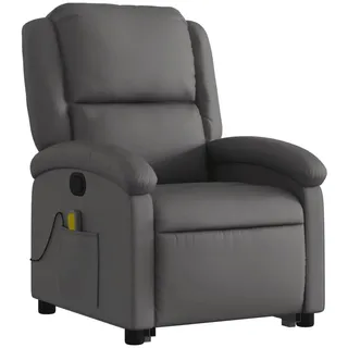 vidaXL Massagesessel mit Aufstehhilfe Leder 86,5 x 99,5 x 0 cm Grau
