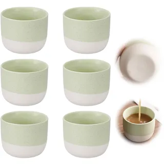PRITOK Espressotassen aus Keramik 6er-Set 150 ml Mini-Espressotasse Dickwandig, Bunt Steingut Kaffeetassen Ohne Henkel für Mokka Kaffee, Tee und Milch