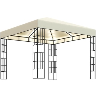 vidaXL Pavillon mit LED-Lichterkette 3x3 m Cremeweiß