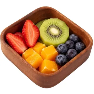Tissting Dekoschale Salatschüssel aus Akazienholz Holzschale Quadrat 15cm | Obstschale Holz Längliches Deko Brett Serviertablett Tischdekoration Holzablage Schlüssel Schale für Obst Salate Dip