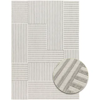 Primaflor Primaflor-Ideen in Textil Teppich Outdoorteppich RENEW - Stripes, Made in Belgium, rechteckig, Höhe: 4 mm, Flachgewebe, geometrisches Muster, In- und Outdoor geeignet beige|grau 120 cm x 170 cm x 4 mm
