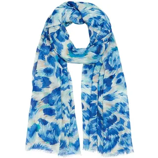 Caspar Modeschal SC533 Damen Sommer Schal aus weichem Modal Animal Print, Leo Muster blau