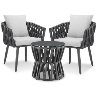 Tectake Gartenlounge-Set 3-tlg. Grau