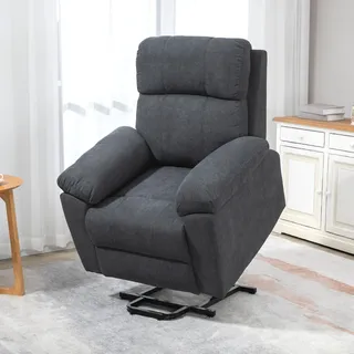 HOMCOM Sessel mit Aufstehhilfe, Relaxsessel, Massagesessel mit Seitentasche