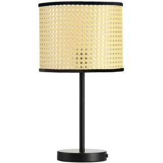 HOMCOM Tischlampe, Tischleuchte mit E27 Sockel, 40 W Nachttischlampe mit Rattan-Lampenschirm, exkl. Leuchtmittel, für Schlafzimmer, Wohnzimmer, Natur