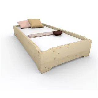 TUGA-Holztech Massivholzbett Stapelbett Holzbett Vollholzbett 100x200cm 33cm Gästebett Jugendbett, Breite: 70 80 90 100 120cm Lange: 200 220cm Höhe: 23 27 33cm Stapelbar 100 cm x 200 cm x 33 cm