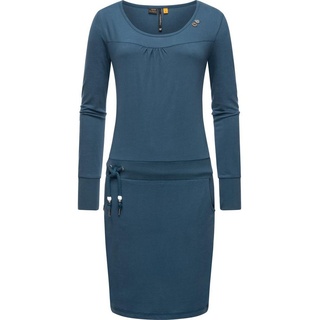 Ragwear Jerseykleid Penellope Langärmliges Damen Baumwoll-Kleid mit Taillenzugband grün XL (42)